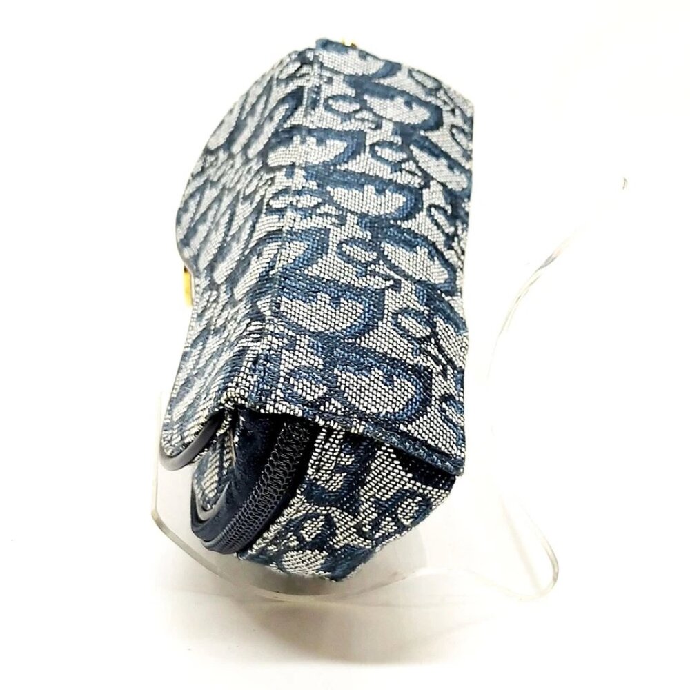 Christian Dior Cosmetic Pouch Navy Blue Canvas 450-061225 - Picture 3 of 14